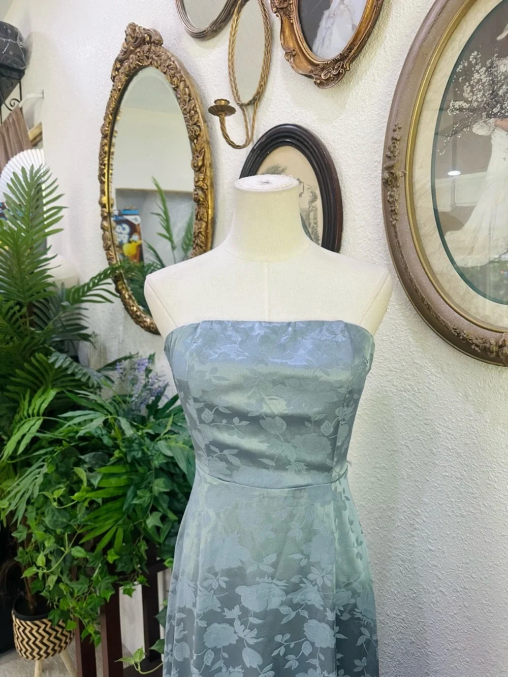 Lulus Sage Blue Strapless Formal Dress - Picture 4 of 8